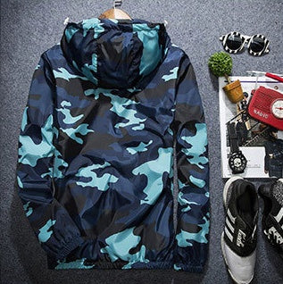 Men Camouflage Jacket | Lightweight Spring Polyester Fiber Coat With Hooded Luminous Zipper