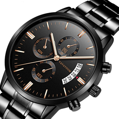 Men Stainless Steel Watch | Business Quartz Timepiece | Waterproof Calendar Display