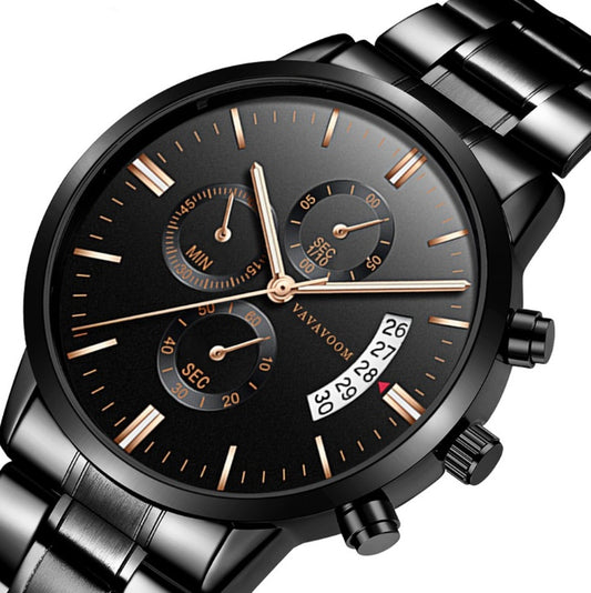 Men Stainless Steel Watch | Business Quartz Timepiece | Waterproof Calendar Display