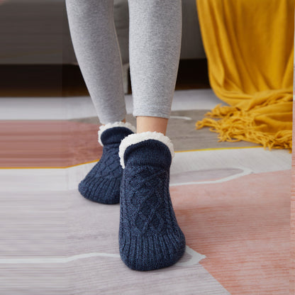 Winter Woolen Socks - Thick Indoor Slipper Socks With Non Slip Grip