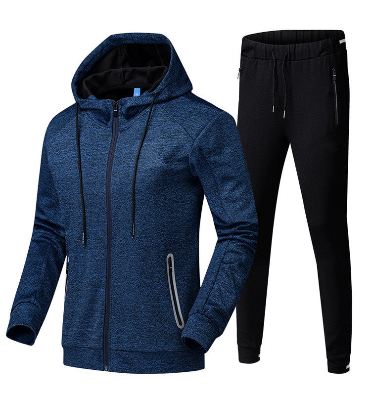 Men's Sports Suit – 2-Piece Tracksuit Set With Hooded Jacket & Leg Closing Pants