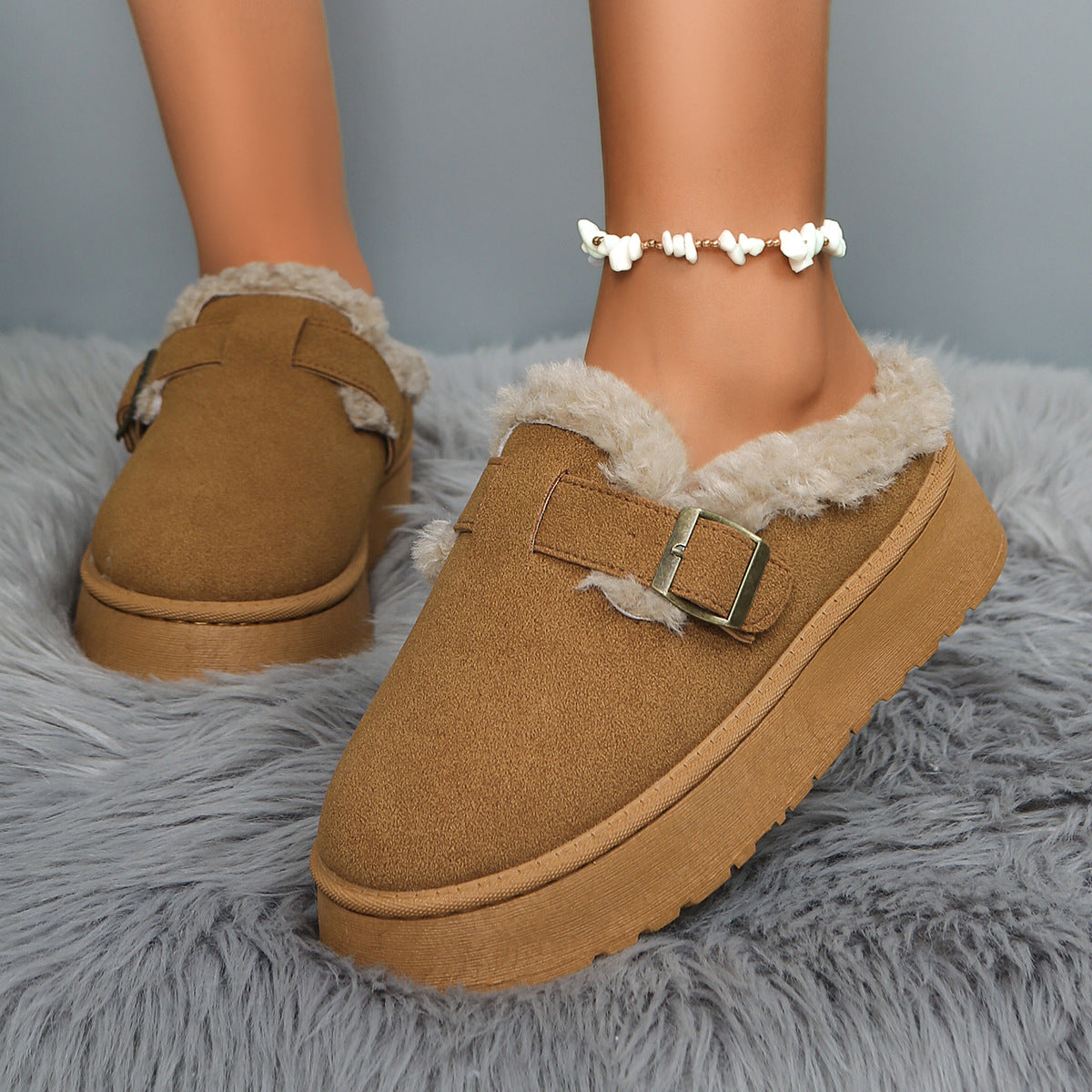 Platform Fluffy Shoes – Cozy Warm Velvet Casual Cotton Footwear