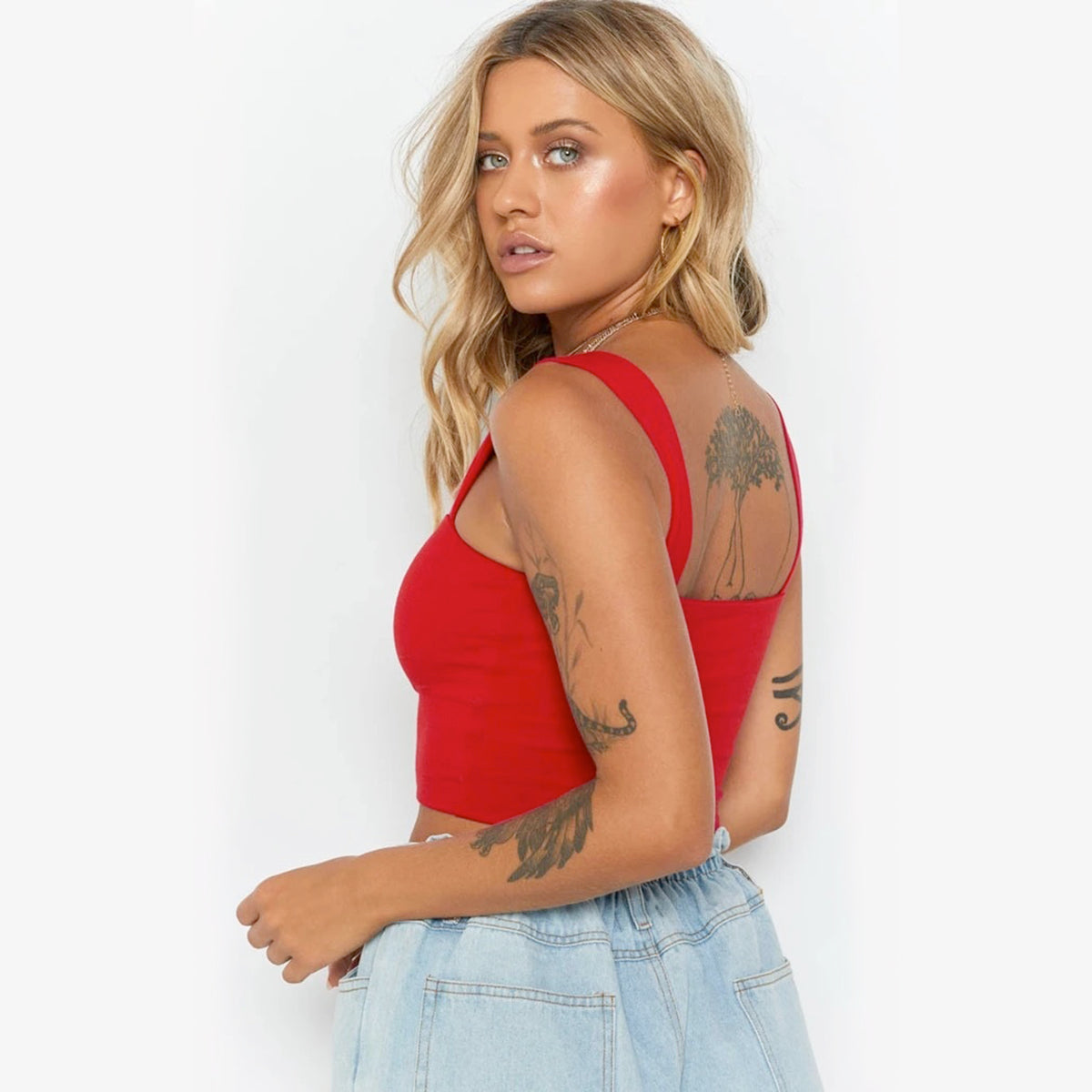 Women Crop Top Summer Sleeveless Tank Top | Fashion Three-Point Style Tee