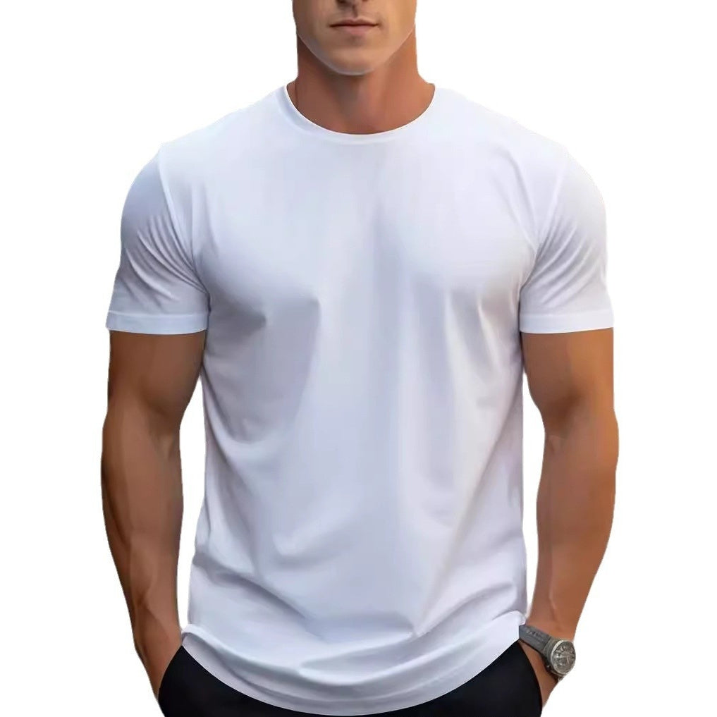 Men's Short Sleeve T-Shirt - Solid Color Cotton Linen Tee | White Black Striped