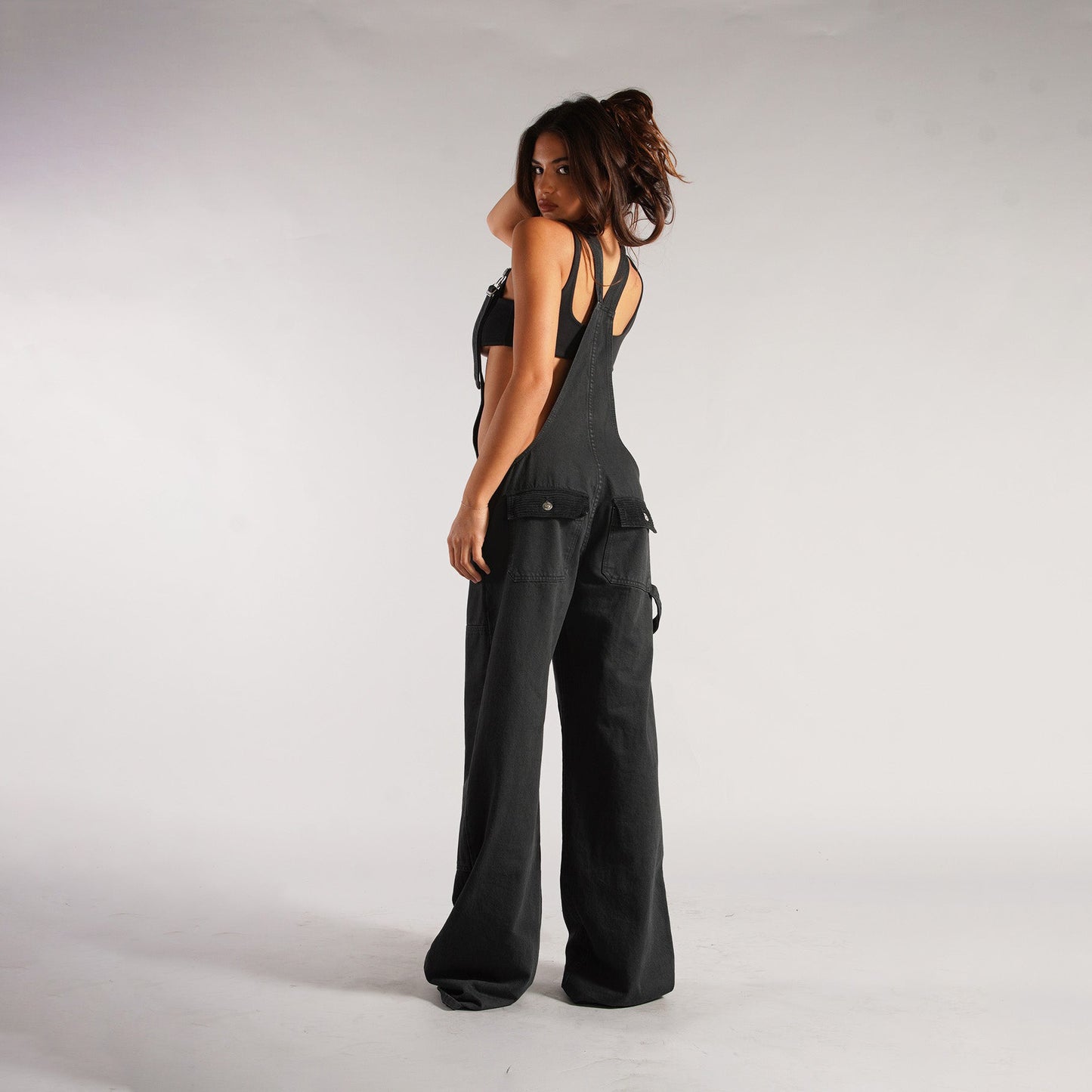 Denim Overalls With Zipper Pockets – Loose Suspender Jumpsuit, Wide Leg Pants