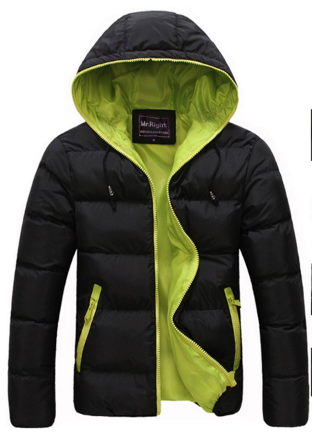 Candy Color Jackets | Men's Winter Cotton Blend Jacket With Hood & Zipper