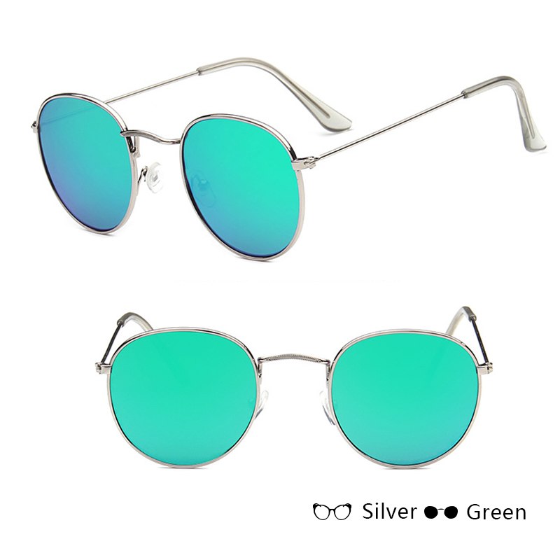 Women Retro Sunglasses | Metal Frame Eyewear | Classic Round Grey Lens Shades