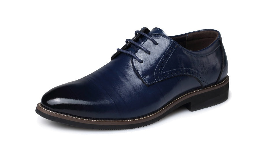 Men's Leather Shoes - Dress Business Casual Shoes With Durable Rubber Sole