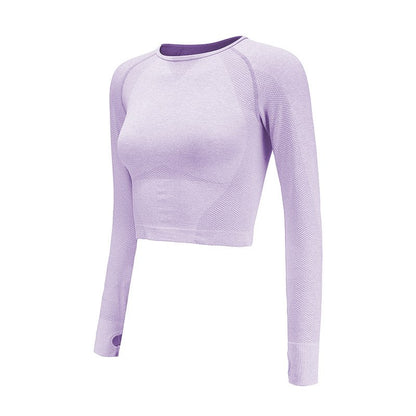 Seamless Yoga Shirts | Long Sleeve Crop Top With Thumb Hole Gym Fit