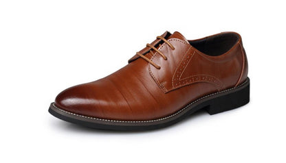 Men's Leather Shoes - Dress Business Casual Shoes With Durable Rubber Sole