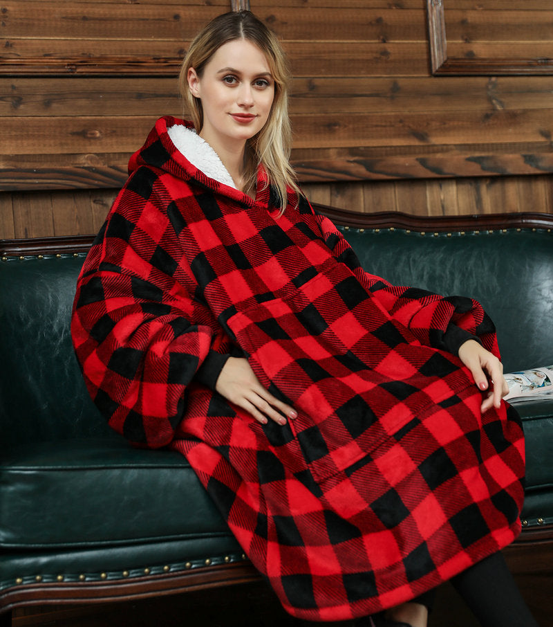 Wearable Blanket Hoodie – Cozy Fleece Sleepwear With Warm Oversized Fit