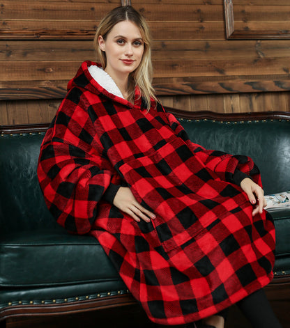 Wearable Blanket Hoodie – Cozy Fleece Sleepwear With Warm Oversized Fit