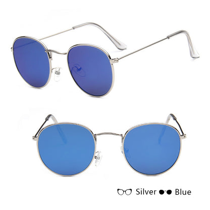 Women Retro Sunglasses | Metal Frame Eyewear | Classic Round Grey Lens Shades