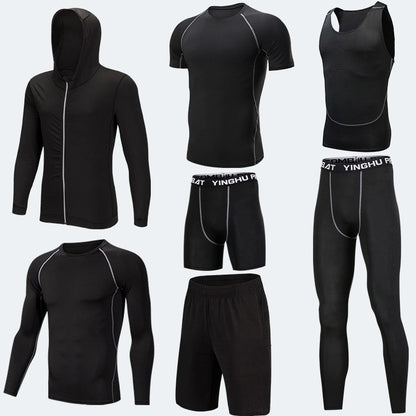 Compression Running Tights Men – 7pcs Workout Clothes Set With Muscle Support
