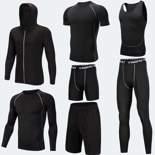 Compression Running Tights Men – 7pcs Workout Clothes Set With Muscle Support