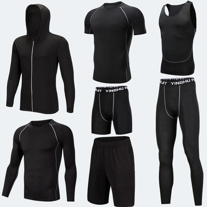 Compression Running Tights Men – 7pcs Workout Clothes Set With Muscle Support