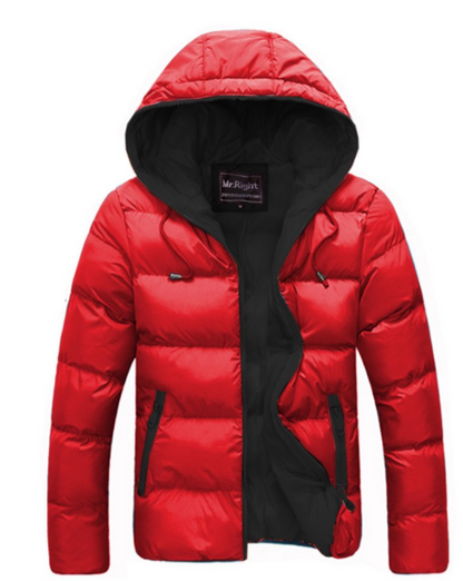Candy Color Jackets | Men's Winter Cotton Blend Jacket With Hood & Zipper