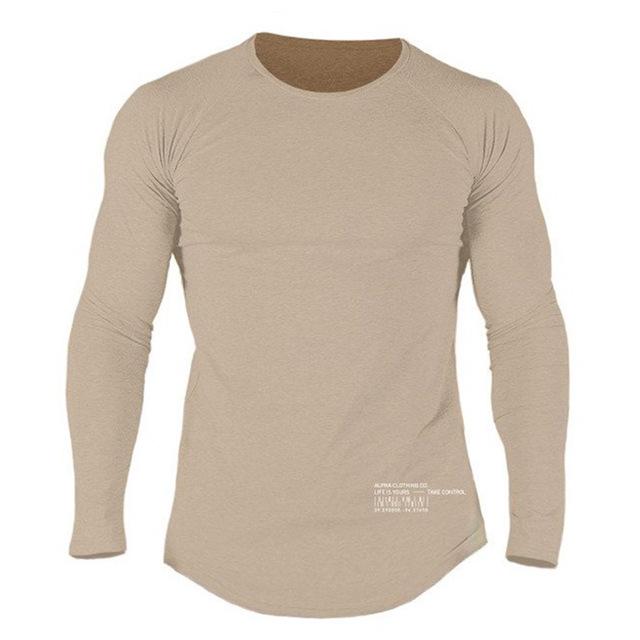 Men Long Sleeve Shirt – Cotton Workout Tee | Athletic Fitness Activewear