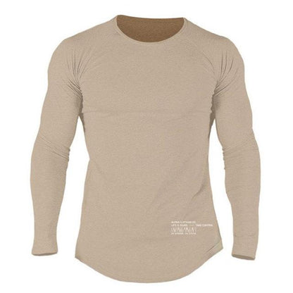 Men Long Sleeve Shirt – Cotton Workout Tee | Athletic Fitness Activewear