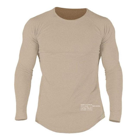 Men Long Sleeve Shirt – Cotton Workout Tee | Athletic Fitness Activewear