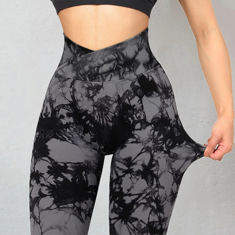 Tie Dye Leggings - Seamless Yoga Pants With Push Up Fit For Women