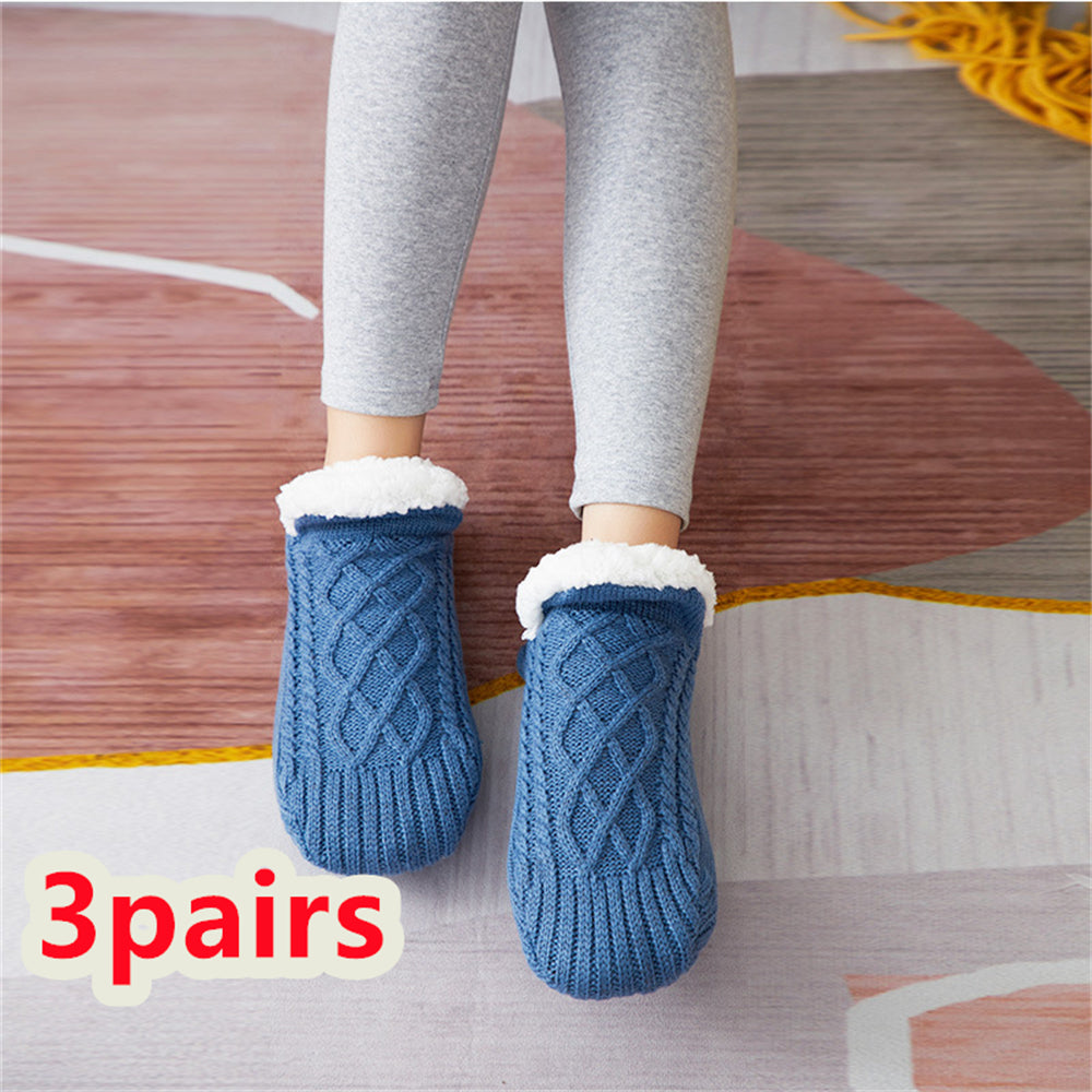 Winter Woolen Socks - Thick Indoor Slipper Socks With Non Slip Grip