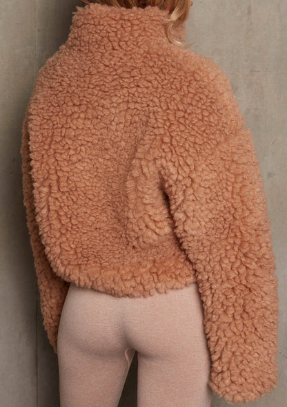 Cashmere Cardigan Coat - Women's Short Lamb Wool Jacket, Warm Winter Outerwear