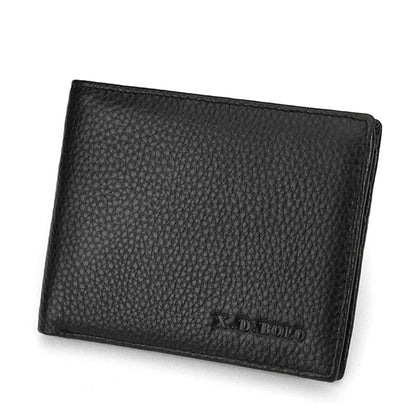 Men's Leather Wallet Ultra-Thin Cowhide Short Wallet | Slim Durable Card Holder