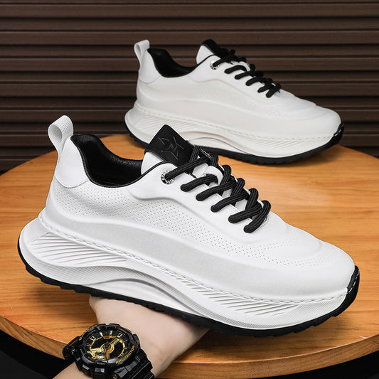 Thick-Soled Sports Shoes Men’s Breathable Sneakers Lace-Up Casual Height Increasing