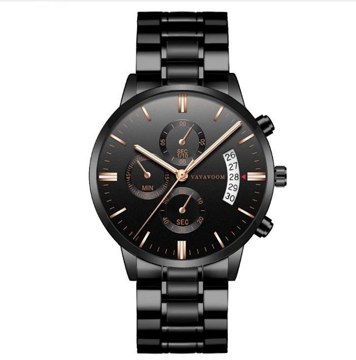Men Stainless Steel Watch | Business Quartz Timepiece | Waterproof Calendar Display