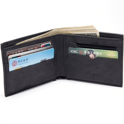 Men Wallet Slim - PU Leather Compact Zipper Coin Bag Money Clip Wallet