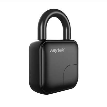 Black Anytek smart padlock with curved shackle and sleek compact design