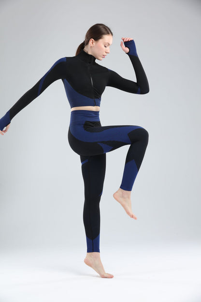 Female Yoga Sets - Long Sleeve Zipper Workout Jacket With Nylon Spandex