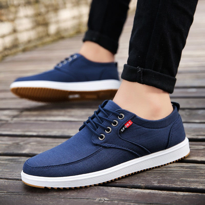 Men's Canvas Shoes | Breathable Lace-Up Flat Walking Sneakers