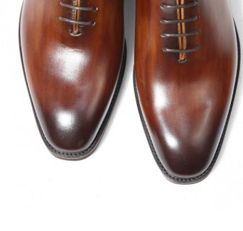 Men's Oxford Shoes | Brown Leather Toe Cap | Durable Composite Sole Dress Shoes