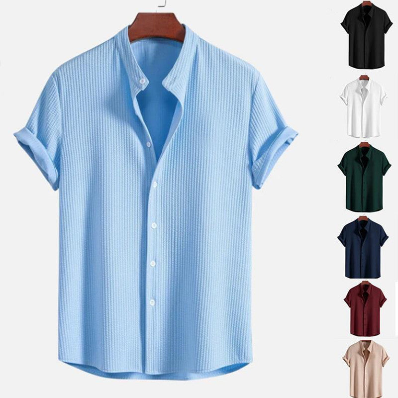 Loose Short Sleeve Shirt - Summer Mens Casual Loose Top Polyester Fiber