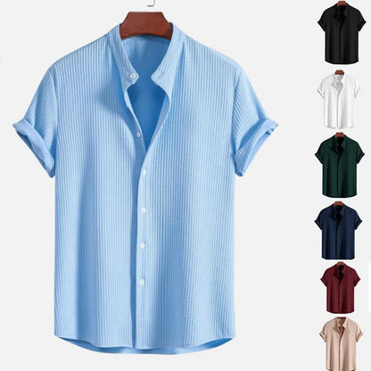 Loose Short Sleeve Shirt - Summer Mens Casual Loose Top Polyester Fiber