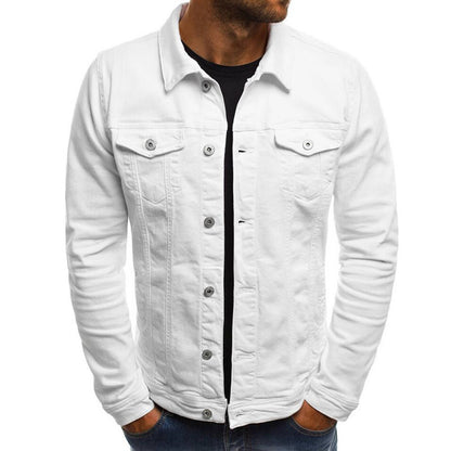 Men Denim Jacket - Casual Cotton Button-Up Shirt Lightweight Outerwear