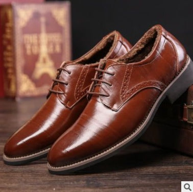 Men's Leather Shoes - Dress Business Casual Shoes With Durable Rubber Sole