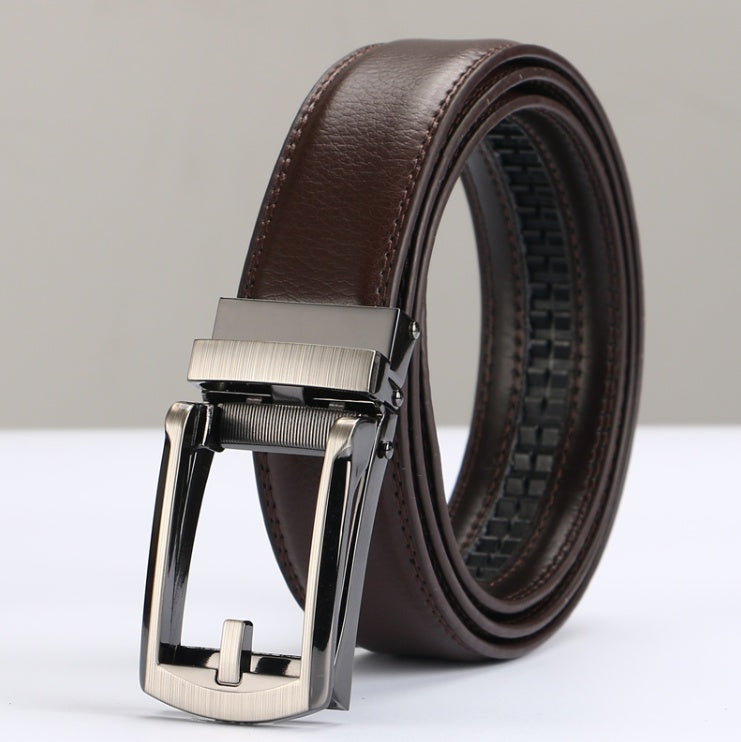Adjustable Holeless Belt | Casual Men's Leather Belt With Alloy Buckle