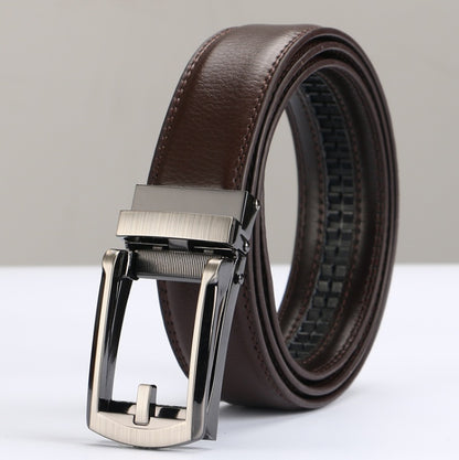 Adjustable Holeless Belt | Casual Men's Leather Belt With Alloy Buckle