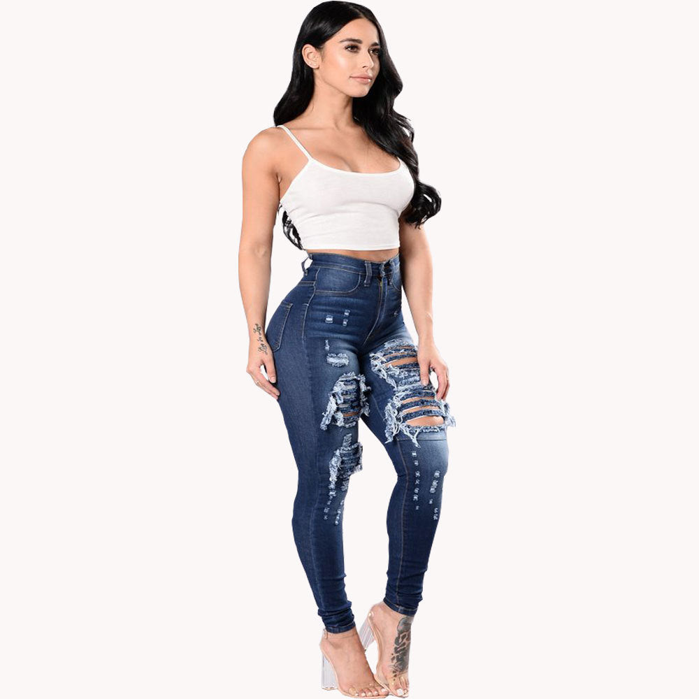 Women's Ripped Jeans - Trendy Distressed Skinny Denim Pants For Women