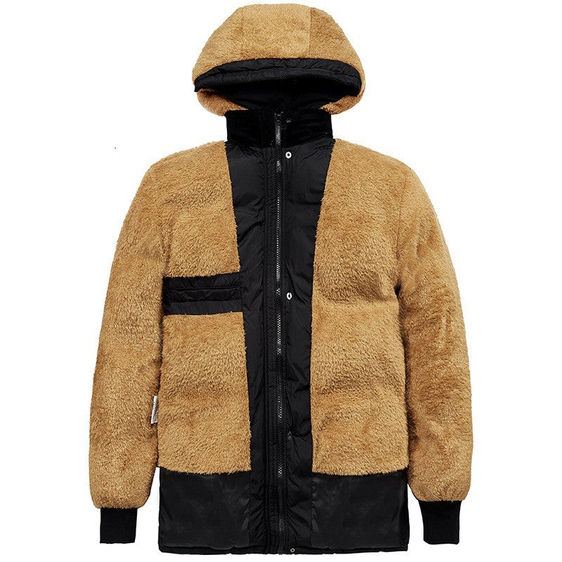 Velvet Padded Jacket Men’s Winter | Hooded Double Breasted Warm Coat