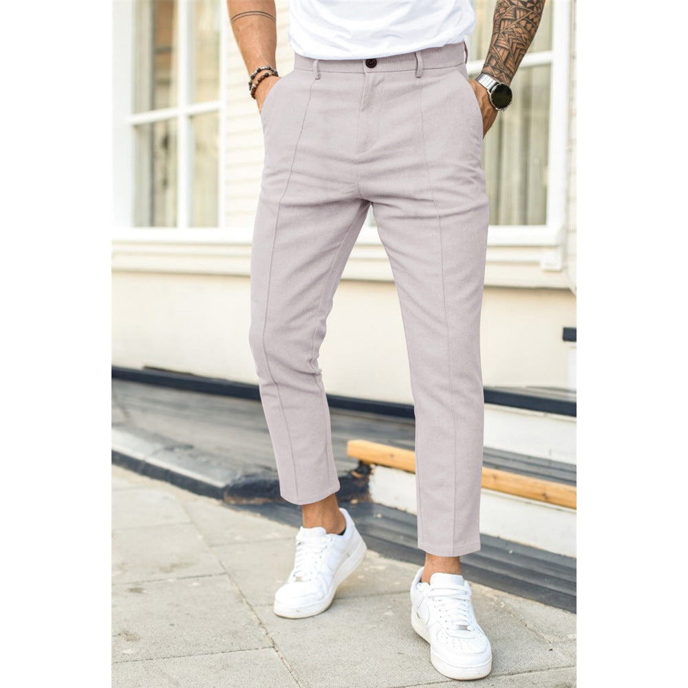 Casual Suit Pants For Men | Slim Fit Double Fold Cotton Blend Trousers