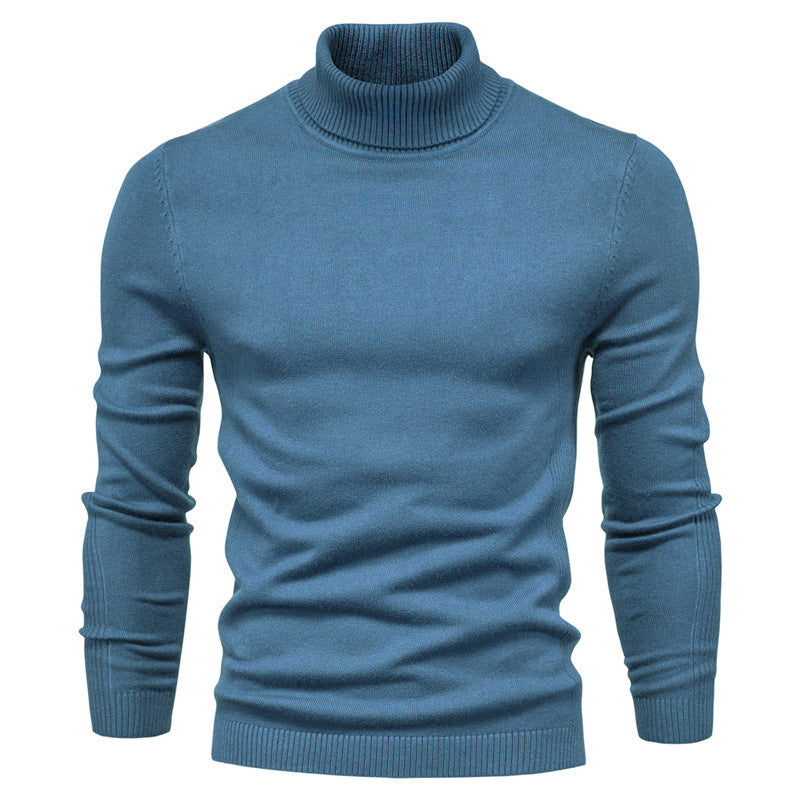 Slim Pullover Sweater For Men | Solid Color Turtleneck | Winter Casual Tops
