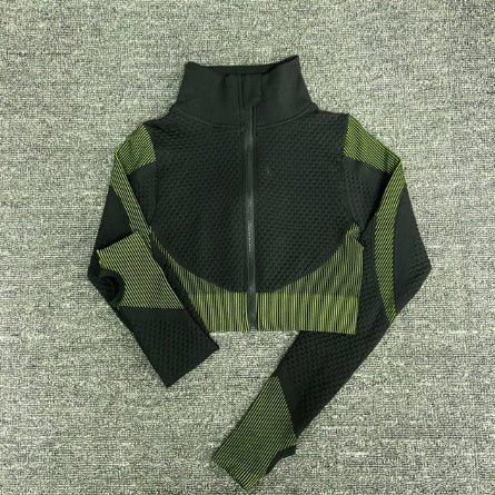 Female Yoga Sets - Long Sleeve Zipper Workout Jacket With Nylon Spandex
