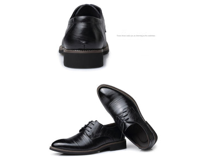Men's Leather Shoes - Dress Business Casual Shoes With Durable Rubber Sole