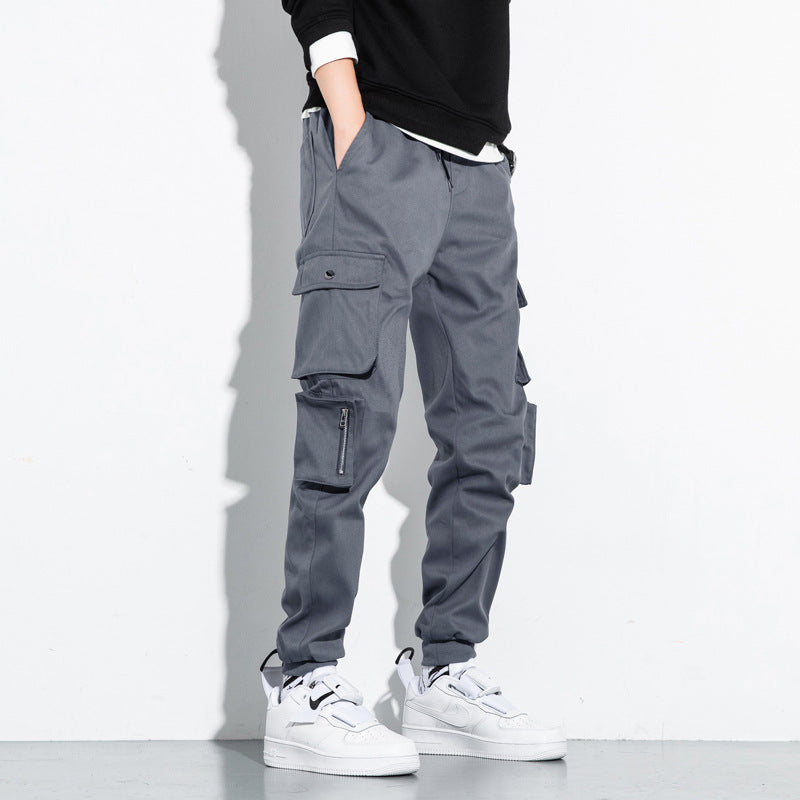 Loose Cotton Cargo Pants - Men's Breathable Sportswear With Pockets