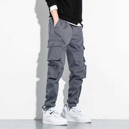 Loose Cotton Cargo Pants - Men's Breathable Sportswear With Pockets