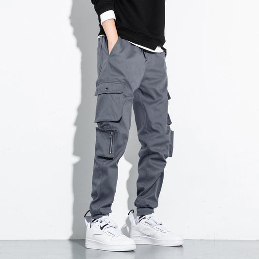 Loose Cotton Cargo Pants - Men's Breathable Sportswear With Pockets